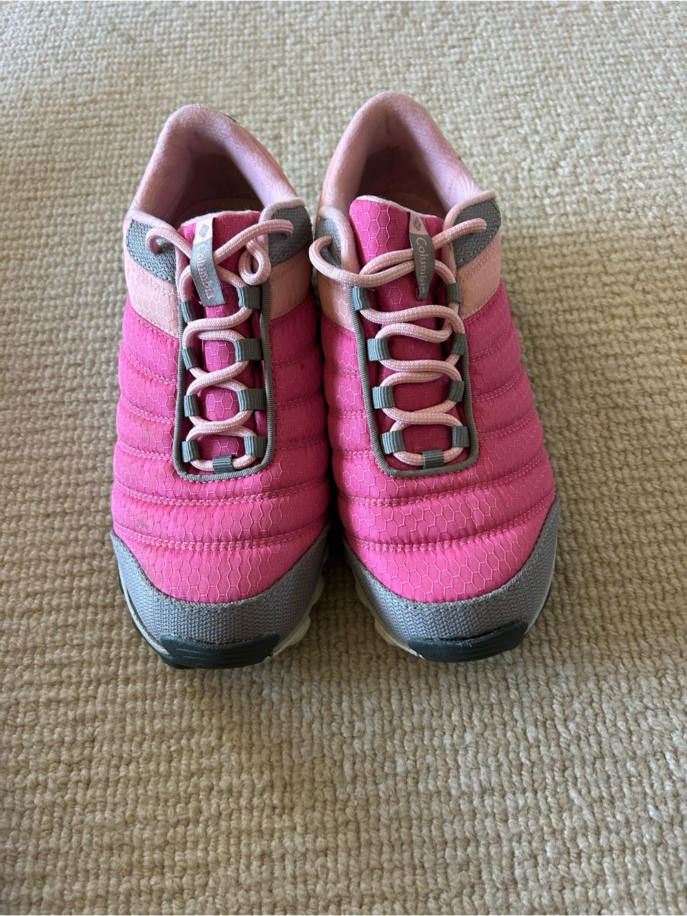 Columbia Pink and Gray Quilted Slip-On Athletic Shoes